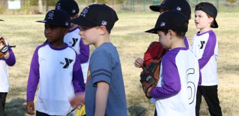 Young kids playing baseball