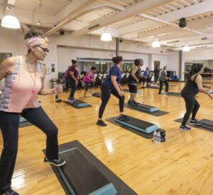 people at a workout class at ymca petersburg
