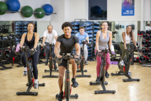 Group Exercise class on spin bikes at the Shady Grove Family YMCA